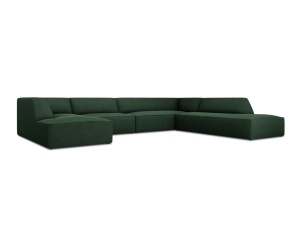Canapea cu colt verde din textil pentru 7 persoane Ruby Right Micadoni