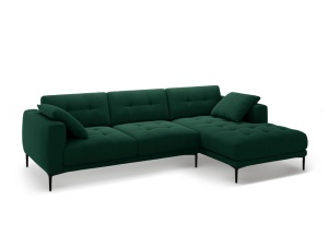 Canapea cu colt verde inchis din catifea pentru 3 persoane Bemy Right Velvet Micadoni