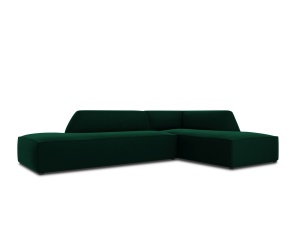 Canapea cu colt verde inchis din catifea pentru 4 persoane Ruby Salvador M Right Micadoni