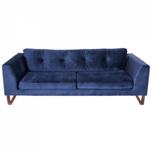 Canapea extensibila albastra din poliester si lemn pentru 3 persoane Willy Custom Form