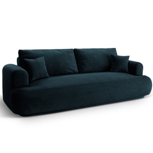 Canapea extensibila albastru petrol inchis din catifea pentru 3 persoane Ella Micadoni