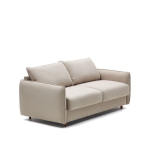 Canapea extensibila bej din textil pentru 2 persoane Carlota Kave Home