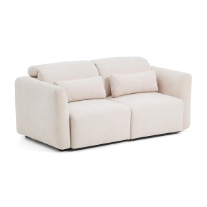 Canapea extensibila bej din textil pentru 2 persoane Lares Chenille Kave Home