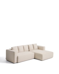 Canapea extensibila cu colt din textil bej pentru 4 persoane Marela Chenille Right Kave Home