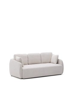 Canapea extensibila ecru din textil pentru 3 persoane Laira Kave Home