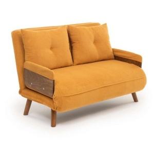 Canapea extensibila galben mustar din textil pentru 2 persoane Cosmo Bohemian The Home Collection