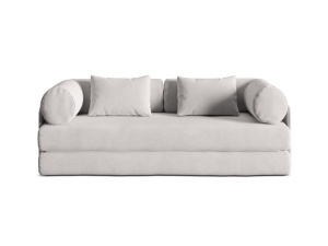Canapea extensibila gri deschis din catifea pentru 3 persoane Dreamy Salvador Micadoni