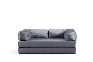 Canapea extensibila gri palid din textil pentru 2 persoane Via Con The Home Collection