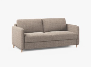 Canapea extensibila maro deschis din textil pentru 3 persoane Simo Babel Micadoni