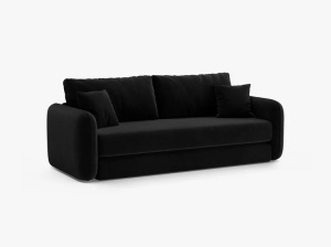 Canapea extensibila neagra din catifea pentru 3 persoane Dormi Micadoni