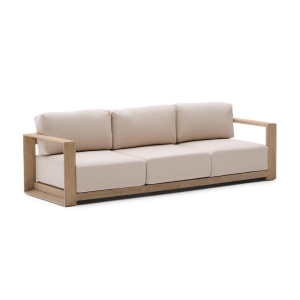 Canapea exterior crem din textil pentru 3 persoane Ambra Kave Home