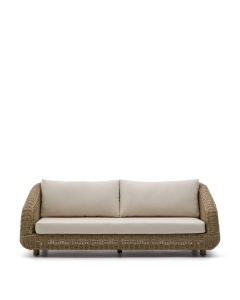 Canapea exterior crem din textil pentru 3 persoane Meria Kave Home