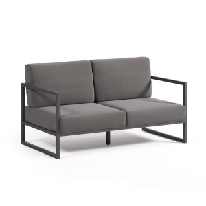 Canapea exterior gri inchis din textil pentru 2 persoane Comova Kave Home