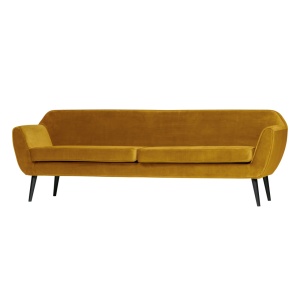 Canapea galbena din catifea 230 cm Rocco Woood
