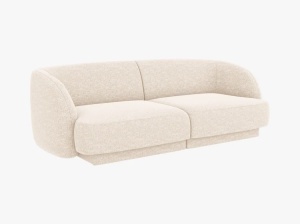 Canapea ivorie din textil pentru 2 persoane Miley Chenille Micadoni