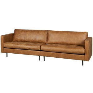 Canapea maro coniac din piele pentru 3 persoane Rodeo Classic Woood