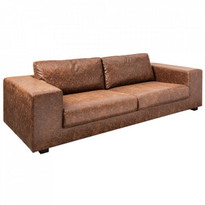 Canapea maro din piele 220 cm Vintage Brown The Home Collection
