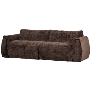 Canapea maro inchis din textil pentru 2 persoane Baggy 3D Chenille Woood