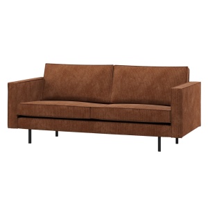 Canapea maro ruginiu din textil pentru 2,5 persoane Rodeo Rib Woood