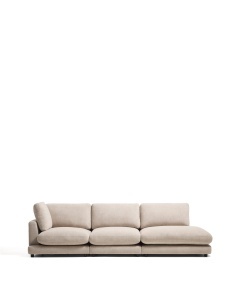 Canapea modulara bej din textil pentru 4 persoane Gala Microboucle Left Kave Home