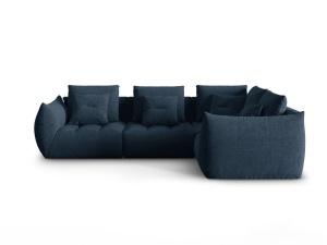 Canapea modulara cu colt albastru navy din textil pentru 3 persoane Bloom Structural Right Micadoni