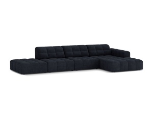 Canapea modulara cu colt albastru navy din textil pentru 5 persoane Jennifer Chenille Right Micadoni