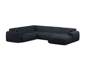Canapea modulara cu colt albastru navy din textil pentru 6 persoane Molino Panoramic Chenille Eden Left Micadoni