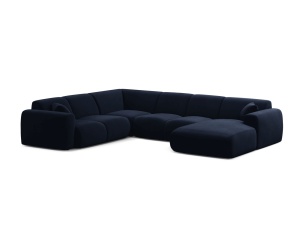 Canapea modulara cu colt albastru royal din catifea pentru 6 persoane Molino Panoramic Left Micadoni