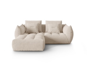Canapea modulara cu colt bej deschis din textil pentru 3 persoane Bloom Wind Left Micadoni