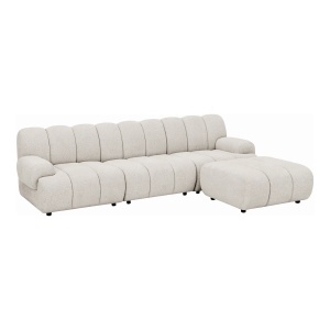Canapea modulara cu colt bej din textil 3,5 persoane Taza Right House Nordic