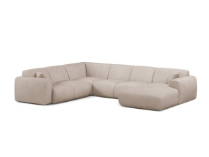 Canapea modulara cu colt bej din textil pentru 6 persoane Molino Panoramic Chenille Rebel Left Micadoni