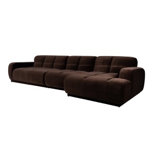 Canapea modulara cu colt din textil maro pentru 6 persoane Hazel Right Zuiver
