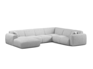 Canapea modulara cu colt gri deschis din textil pentru 6 persoane Molino Panoramic Boucle Right Micadoni