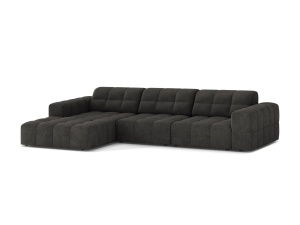 Canapea modulara cu colt gri inchis din textil pentru 4 persoane Jennifer Chenille Left 294 Micadoni