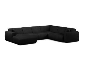 Canapea modulara cu colt neagra din textil pentru 6 persoane Molino Panoramic Chenille Rebel Right Micadoni