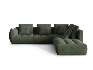 Canapea modulara cu colt verde muschi din textil pentru 4 persoane Bloom Wind Right Micadoni