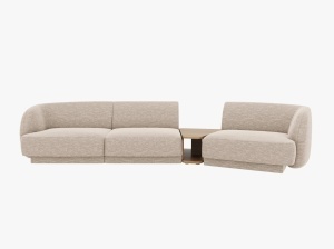 Canapea modulara cu masa de cafea gri deschis din textil pentru 3 persoane Miley Chenille Right Micadoni