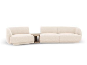 Canapea modulara cu masa de cafea ivorie din textil pentru 3 persoane Miley Chenille Left Micadoni