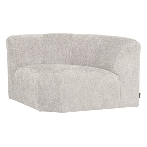 Canapea modulara ecru din textil 110 cm Mojo Woolly Corner Woood