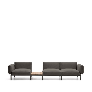 Canapea modulara exterior gri/verde din textil pentru 3 persoane Sorells Kave Home