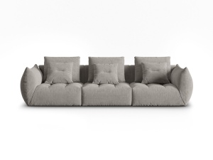 Canapea modulara gri deschis din textil pentru 4 persoane Bloom Wind Micadoni