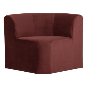 Canapea modulara maro castan din catifea 80 cm Mojo Bench Corner Woood