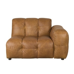 Canapea modulara maro coniac din piele 132 cm Hackman Corner Right Dutchbone