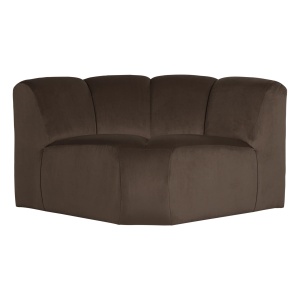 Canapea modulara maro din catifea 110 cm Mojo Corner Woood