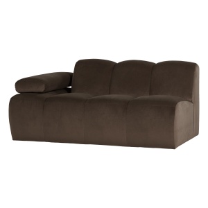 Canapea modulara maro din catifea pentru 1.5 persoane Mojo Left Woood