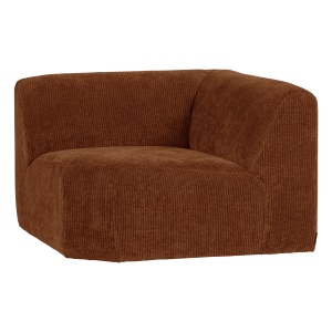 Canapea modulara maro ruginiu din textil 105 cm Mojo Rib Corner Woood