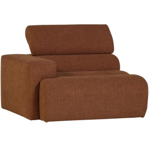 Canapea modulara maro teracota din textil 113 cm Novi Boucle Left Woood