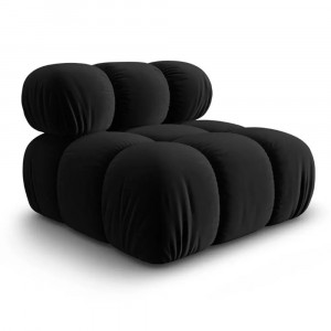 Canapea modulara neagra din catifea pentru 1 persoana Bellis Micadoni
