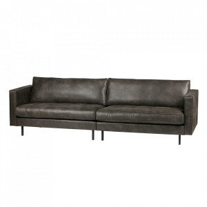 Canapea neagra din piele pentru 3 persoane Rodeo Classic Black Be Pure Home