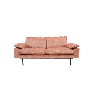 Canapea roz din catifea si lemn pentru 2 persoane Retro Sofa HK Living